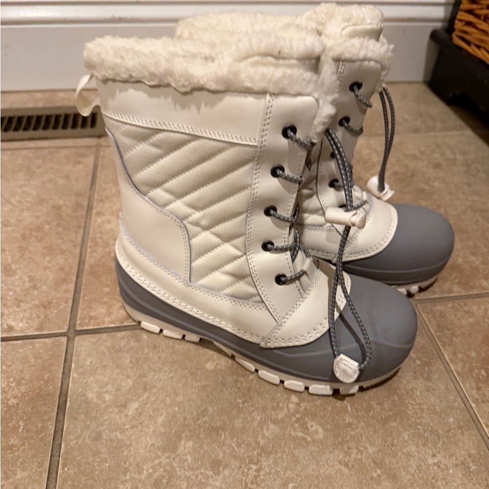 White and Gray Winter Boots